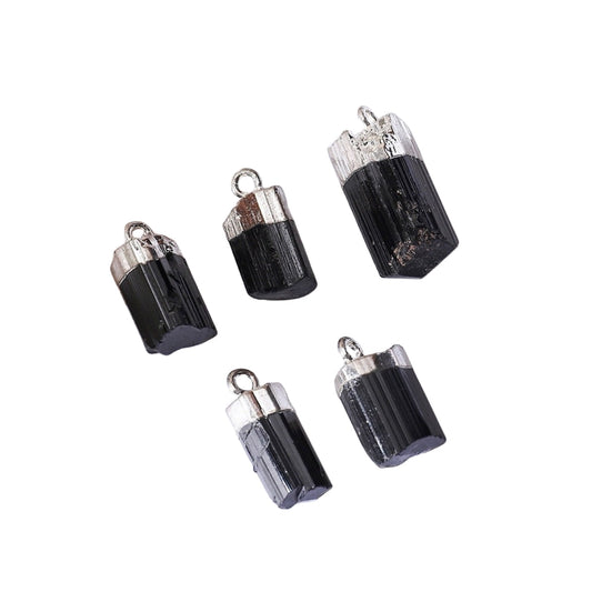 Raw Black Tourmaline Piece Drop Pendants GEMROCKY-Jewelry-