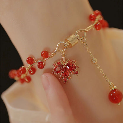 Red Agate Maple Drop Ethnic Style Bracelets GEMROCKY-Jewelry-