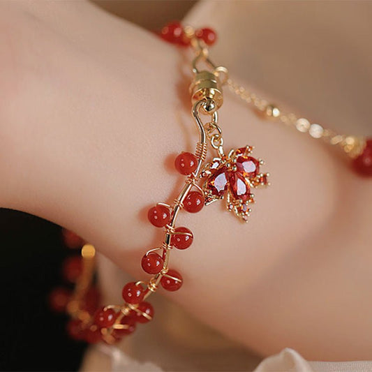 Red Agate Maple Drop Ethnic Style Bracelets GEMROCKY-Jewelry-