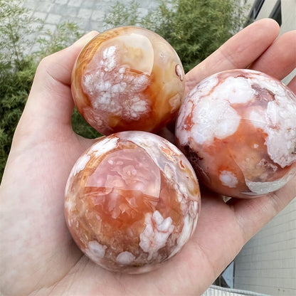 Red Cherry Flower Agate Spheres GEMROCKY-Spheres-