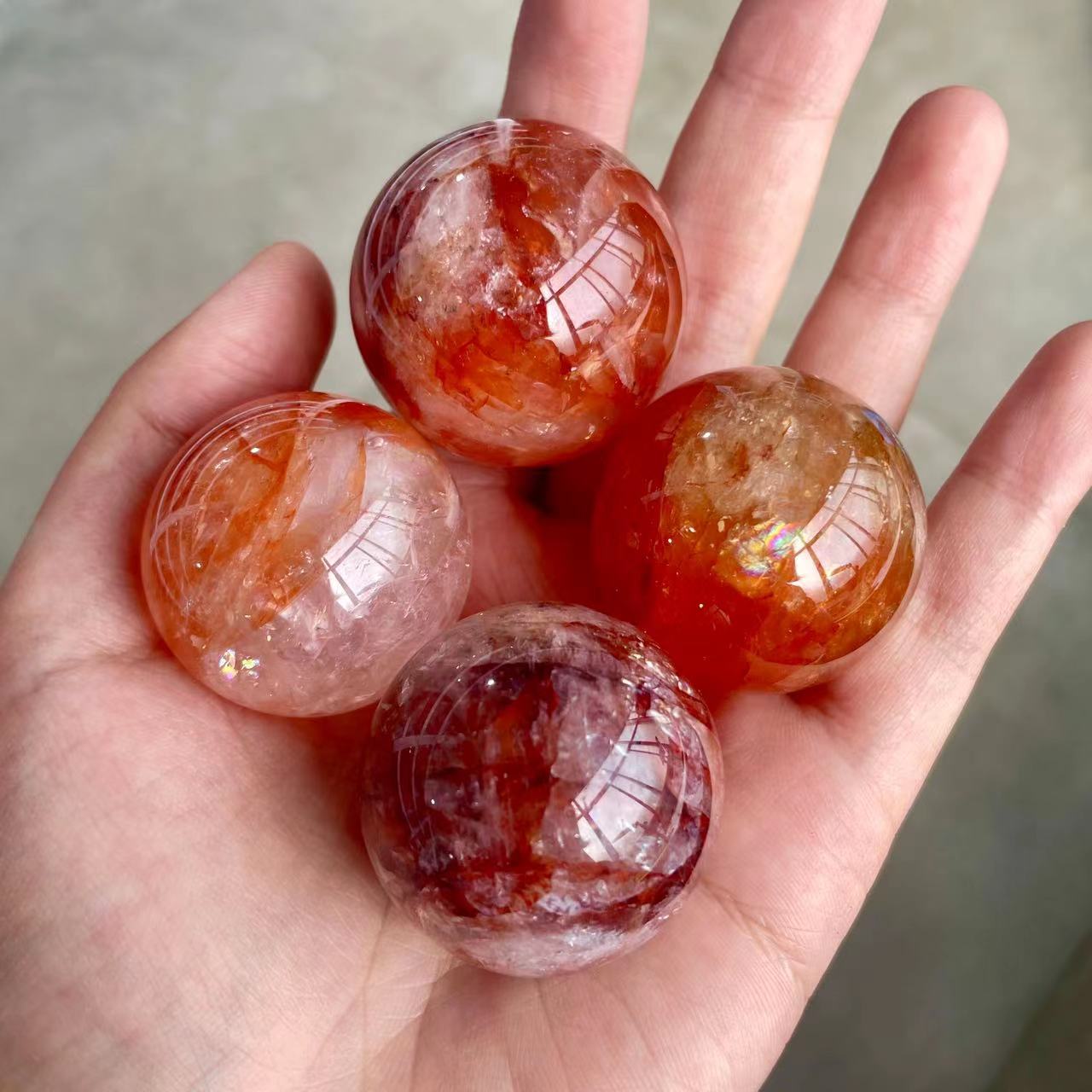 Red Fire Quartz Hematoid Spheres GEMROCKY-Spheres-