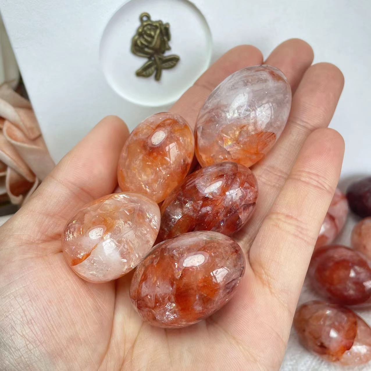 Red Fire Quartz Hematoid Tumble Stones GEMROCKY-Tumbles-