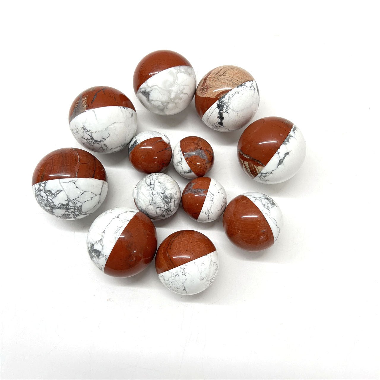 Red Jasper with Howlite Pokemen Spheres GEMROCKY-Spheres-