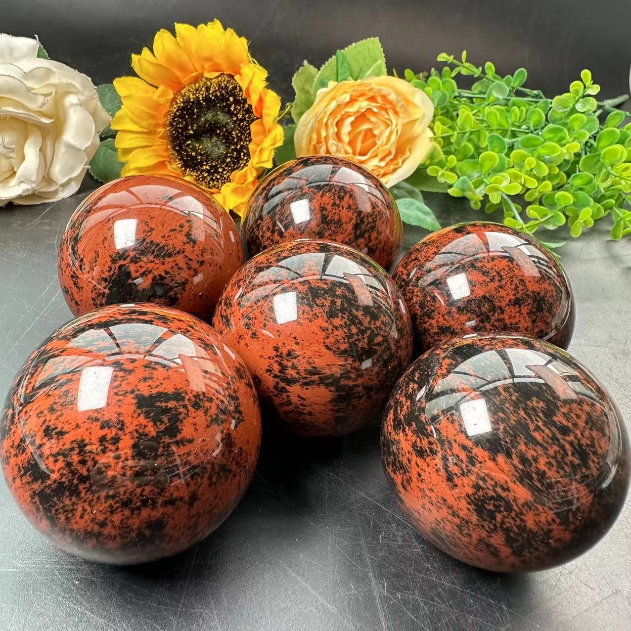 Red Obsidian Spheres GEMROCKY-Spheres-