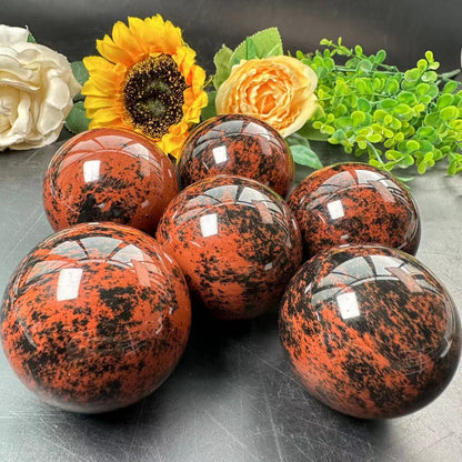 Red Obsidian Spheres GEMROCKY-Spheres-