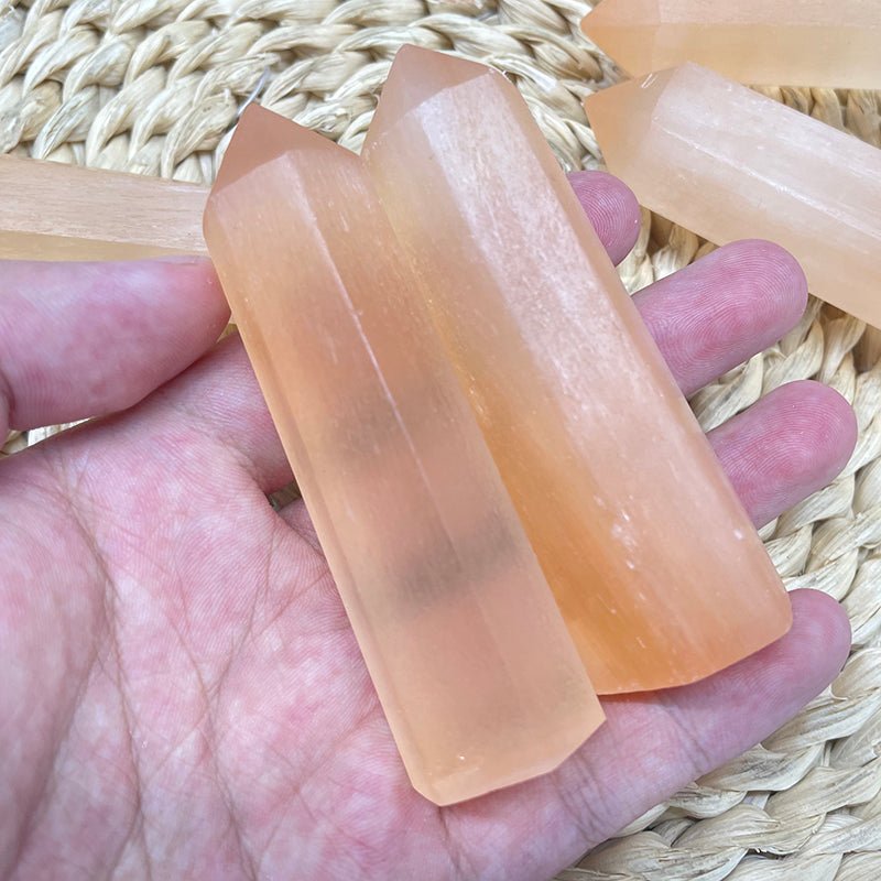 Red Selenite Point Wands GEMROCKY-Point Wands-