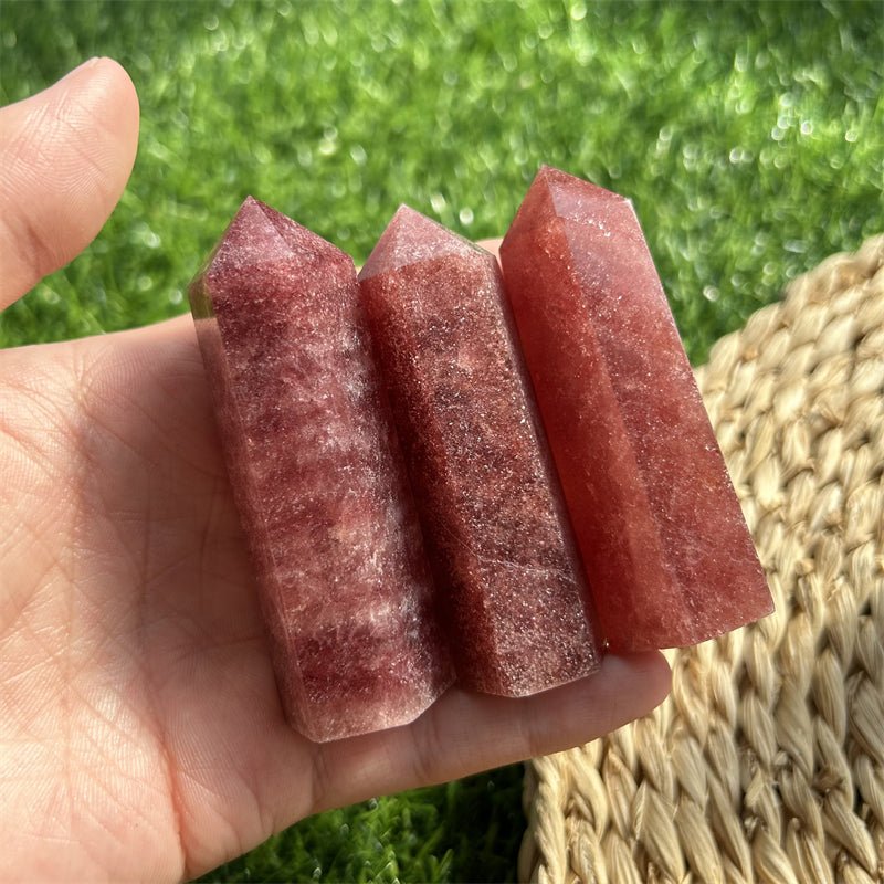 Red Strawberry Quartz Point Wands GEMROCKY-Point Wands-