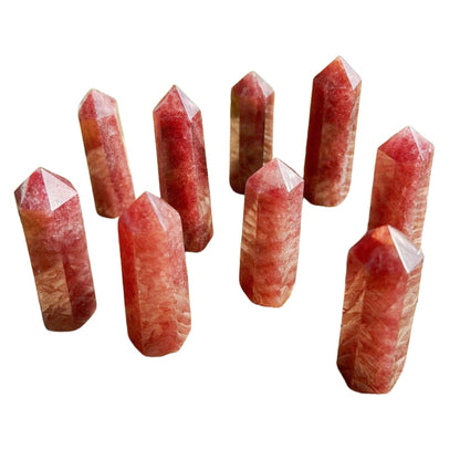 Red Strawberry Quartz Point Wands GEMROCKY-Point Wands-