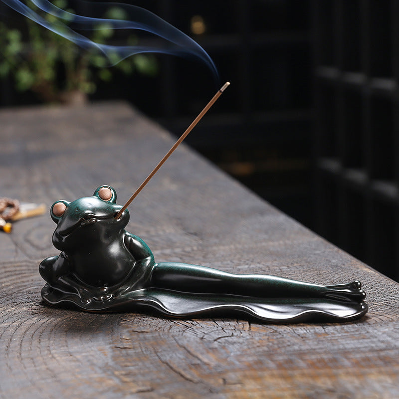 Relaxing Ceramics Frog Stick Incense Burner Home Decor Ornaments GEMROCKY-Psychic-1-