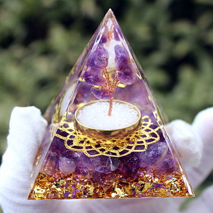 Resin Chakra Life Tree 6cm Pyramids Ornaments GEMROCKY-Decoration-Amethyst2-