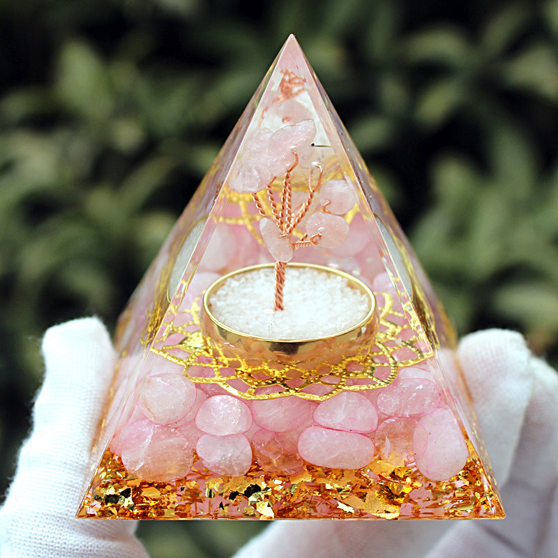 Resin Chakra Life Tree 6cm Pyramids Ornaments GEMROCKY-Decoration-Rose Quartz-