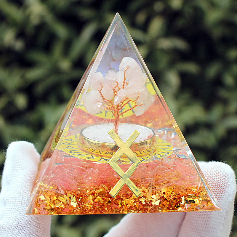 Resin Chakra Runes Life Tree 6cm Pyramids Ornaments GEMROCKY-Decoration-Angel Runes-