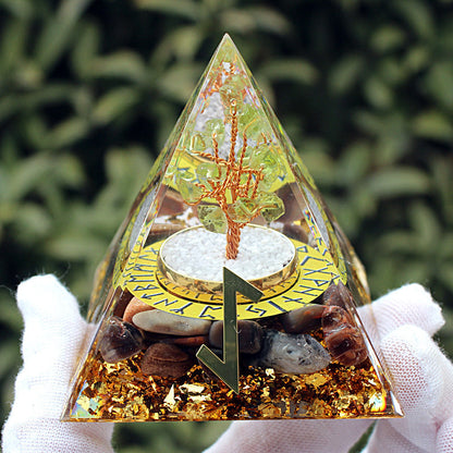 Resin Chakra Runes Life Tree 6cm Pyramids Ornaments GEMROCKY-Decoration-Different World Runes-