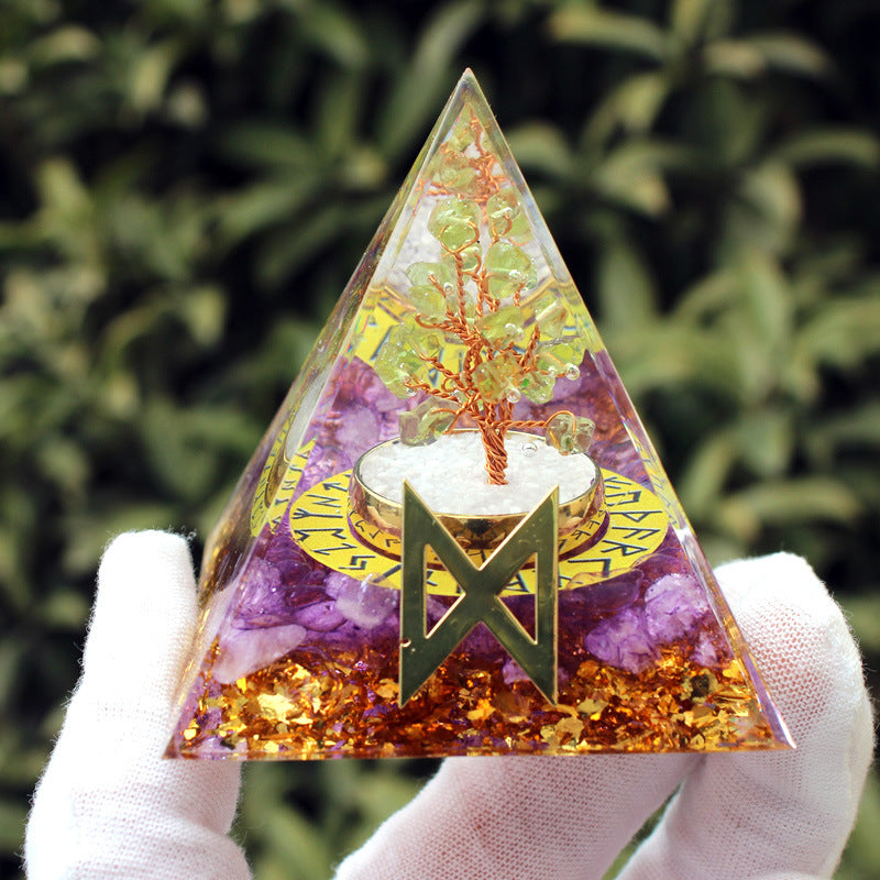 Resin Chakra Runes Life Tree 6cm Pyramids Ornaments GEMROCKY-Decoration-Dusk Runes-