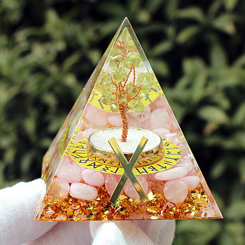 Resin Chakra Runes Life Tree 6cm Pyramids Ornaments GEMROCKY-Decoration-Gift Runes-