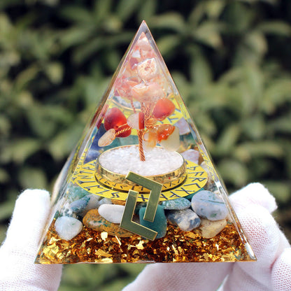 Resin Chakra Runes Life Tree 6cm Pyramids Ornaments GEMROCKY-Decoration-Good Harvest Runes-