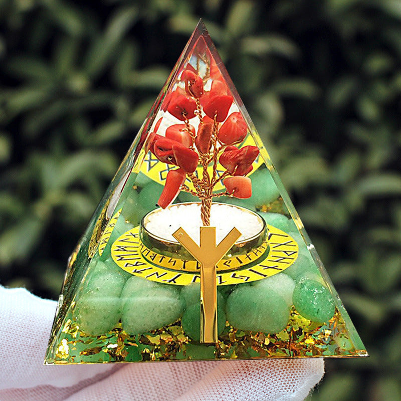 Resin Chakra Runes Life Tree 6cm Pyramids Ornaments GEMROCKY-Decoration-Guard Runes-