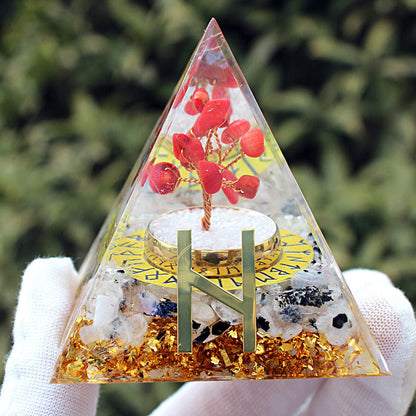 Resin Chakra Runes Life Tree 6cm Pyramids Ornaments GEMROCKY-Decoration-Hail Runes-