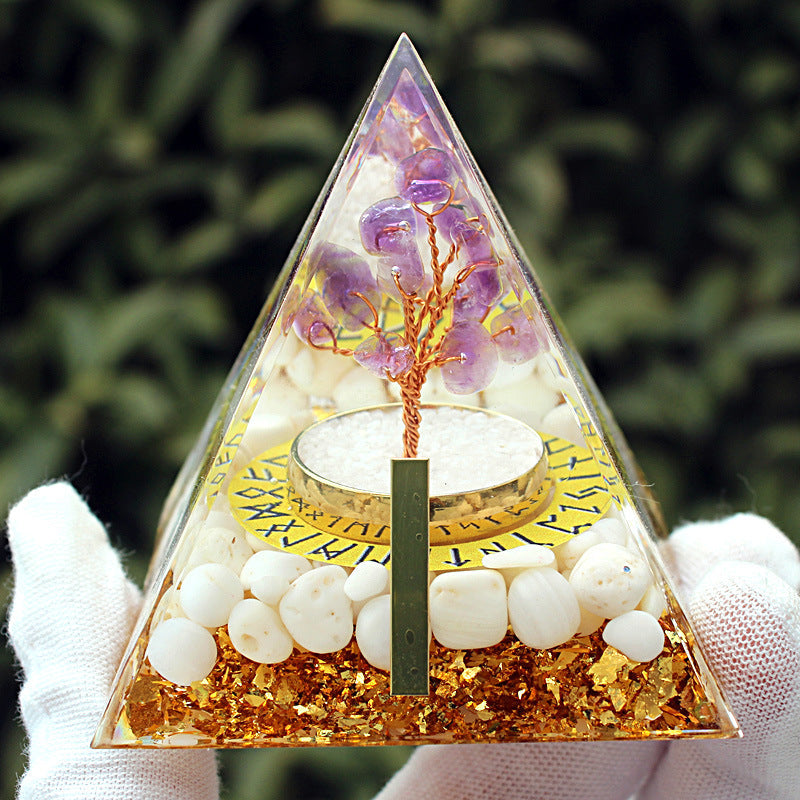 Resin Chakra Runes Life Tree 6cm Pyramids Ornaments GEMROCKY-Decoration-Ice Runes-