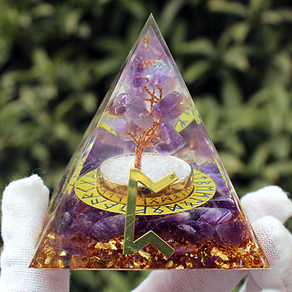 Resin Chakra Runes Life Tree 6cm Pyramids Ornaments GEMROCKY-Decoration-Magic Runes-