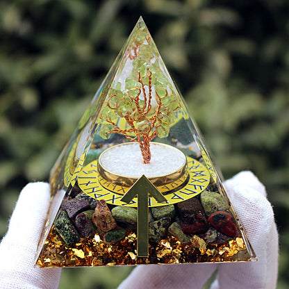 Resin Chakra Runes Life Tree 6cm Pyramids Ornaments GEMROCKY-Decoration-Mars Runes-