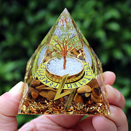 Resin Chakra Runes Life Tree 6cm Pyramids Ornaments GEMROCKY-Decoration-Sun Runes-