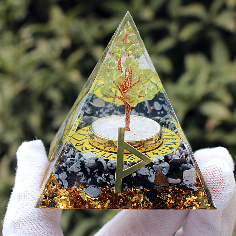 Resin Chakra Runes Life Tree 6cm Pyramids Ornaments GEMROCKY-Decoration-Thor's Hammer Runes-