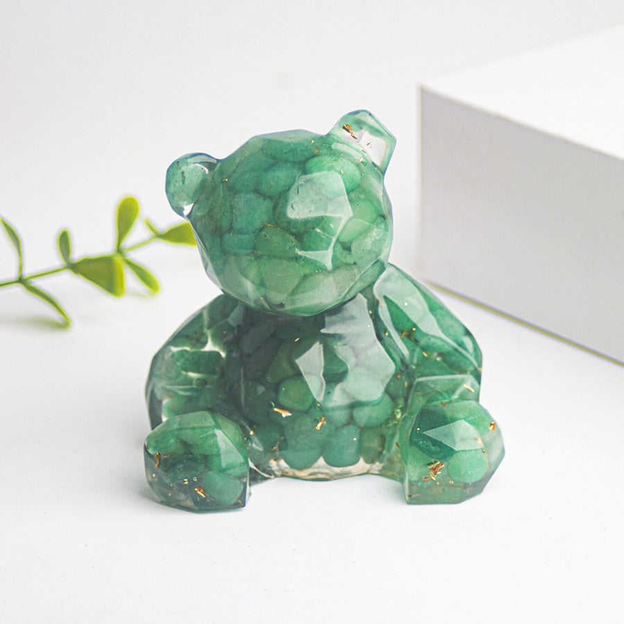 Resin Chips Bears Carvings GEMROCKY-Carvings-Green Aventurine-