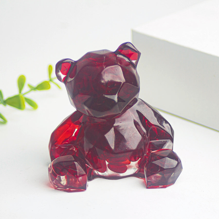 Resin Chips Bears Carvings GEMROCKY-Carvings-Red Glass-
