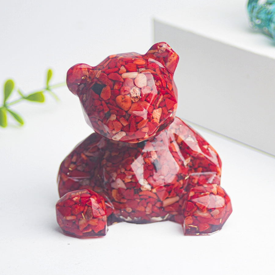 Resin Chips Bears Carvings GEMROCKY-Carvings-Red Jasper-