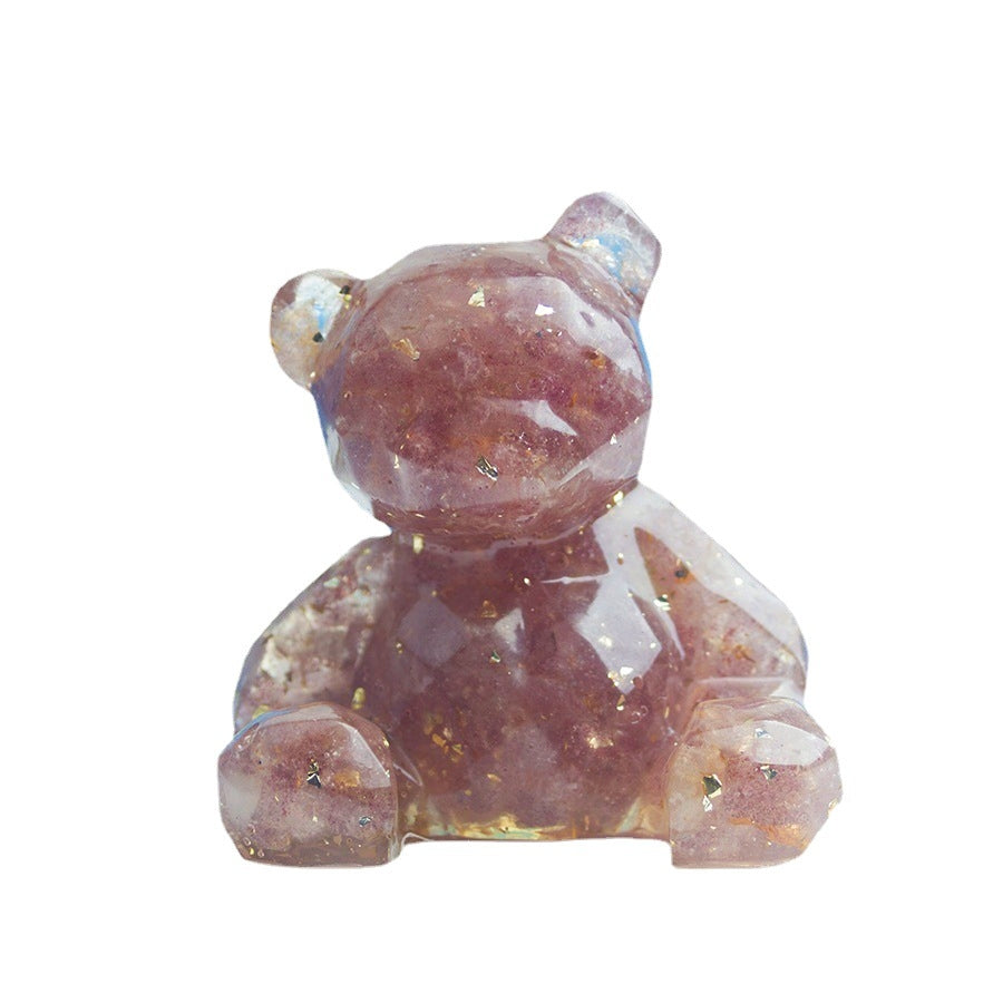 Resin Chips Bears Carvings GEMROCKY-Carvings-Strawberry Quartz-