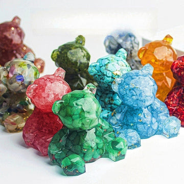 Crystal Chip Resin Bears Ornaments GEMROCKY-Carvings-Aquamarine-GEMROCKY