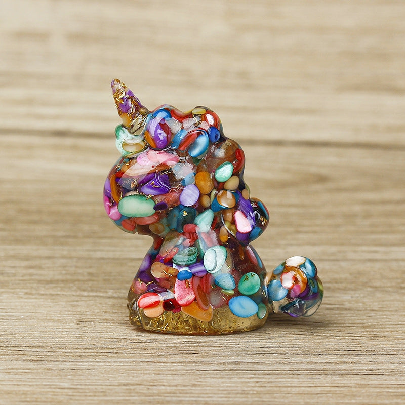Resin Chips Unicorn Carvings GEMROCKY-Carvings-Colorful Shell-
