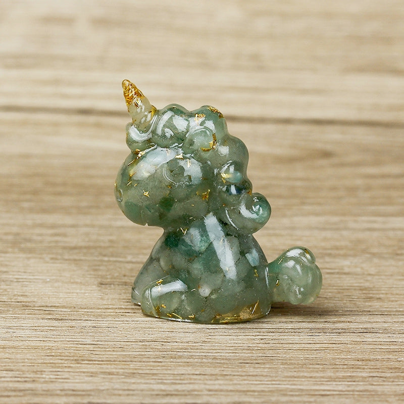 Resin Chips Unicorn Carvings GEMROCKY-Carvings-Green Aventurine-