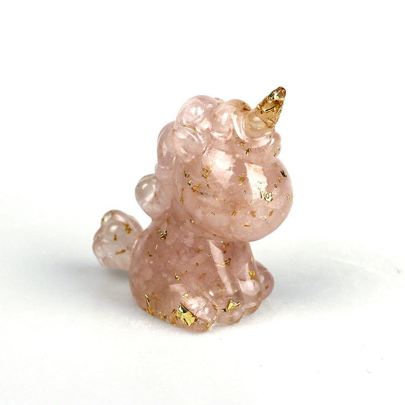 Resin Chips Unicorn Carvings GEMROCKY-Carvings-Rose Quartz-