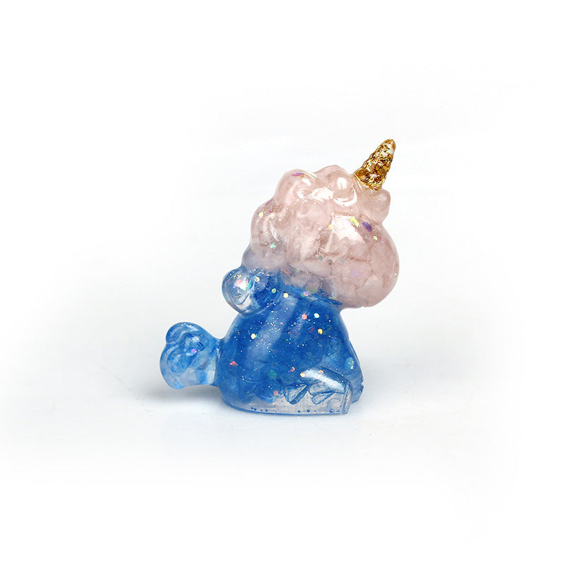 Resin Chips Unicorn Carvings GEMROCKY-Carvings-Rose Quartz+Aquamarine-