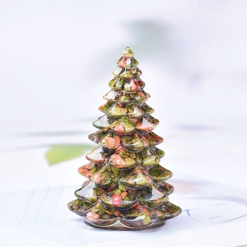 Resin Christmas Tree Resin Carvings GEMROCKY-Carvings-Unakite-