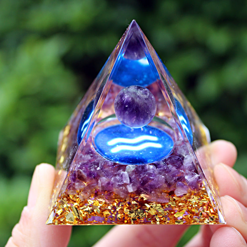 Resin Constellation Seven Chakra Multi Sizes Pyramids Ornaments GEMROCKY-Decoration-Aquarius-5cm-