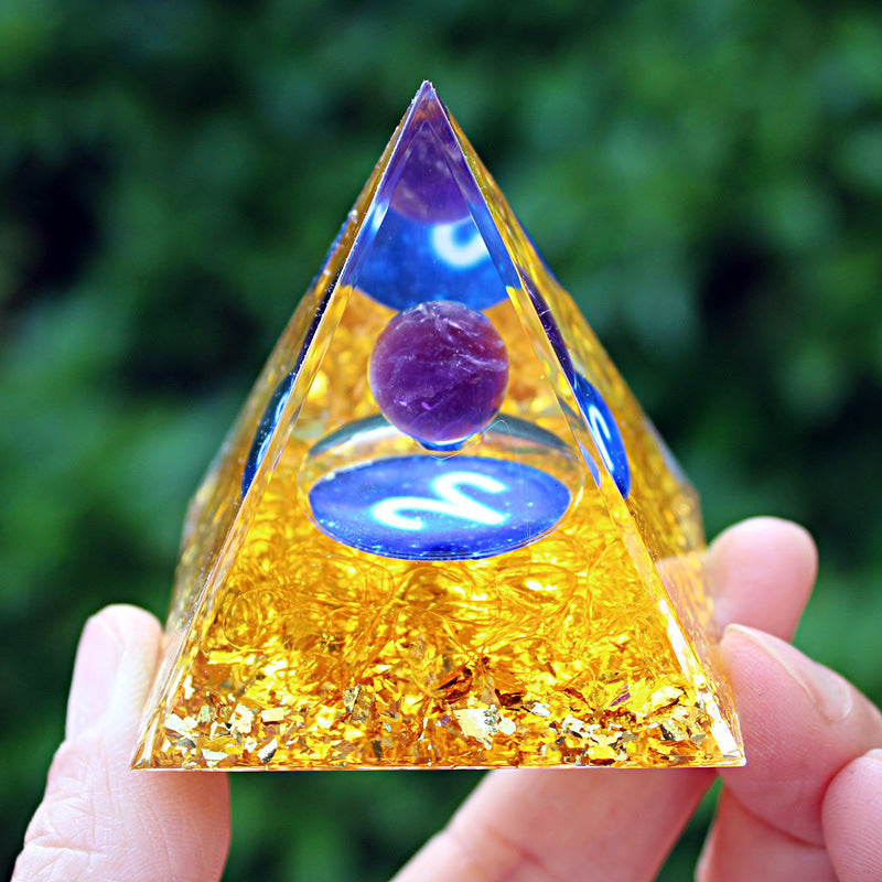 Resin Constellation Seven Chakra Multi Sizes Pyramids Ornaments GEMROCKY-Decoration-Aries-5cm-