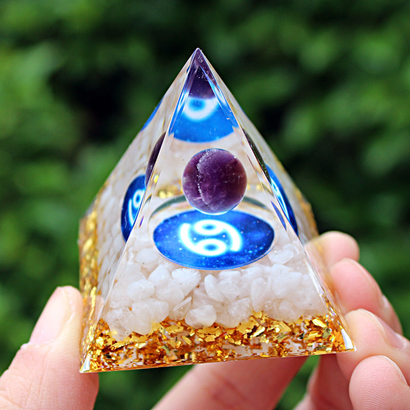 Resin Constellation Seven Chakra Multi Sizes Pyramids Ornaments GEMROCKY-Decoration-Cancer-5cm-