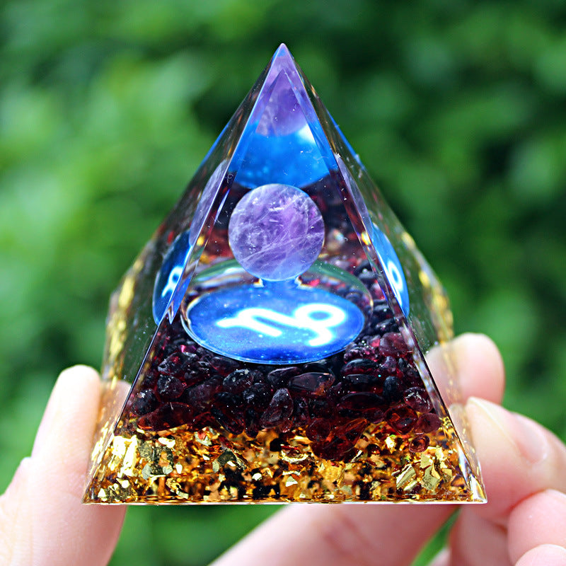 Resin Constellation Seven Chakra Multi Sizes Pyramids Ornaments GEMROCKY-Decoration-Capricorn-5cm-