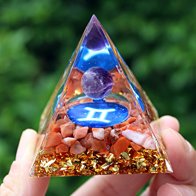 Resin Constellation Seven Chakra Multi Sizes Pyramids Ornaments GEMROCKY-Decoration-Gemini-5cm-