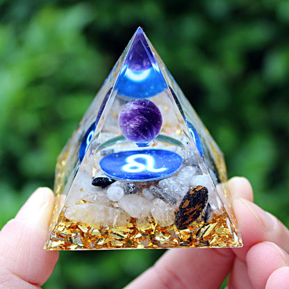 Resin Constellation Seven Chakra Multi Sizes Pyramids Ornaments GEMROCKY-Decoration-Leo-5cm-