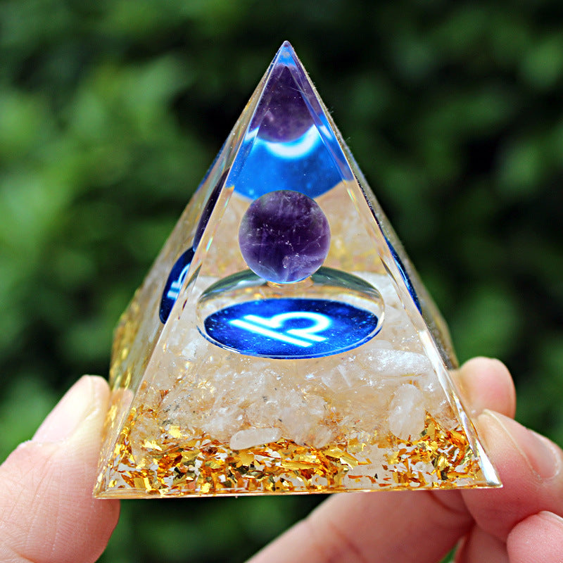 Resin Constellation Seven Chakra Multi Sizes Pyramids Ornaments GEMROCKY-Decoration-Libra-5cm-