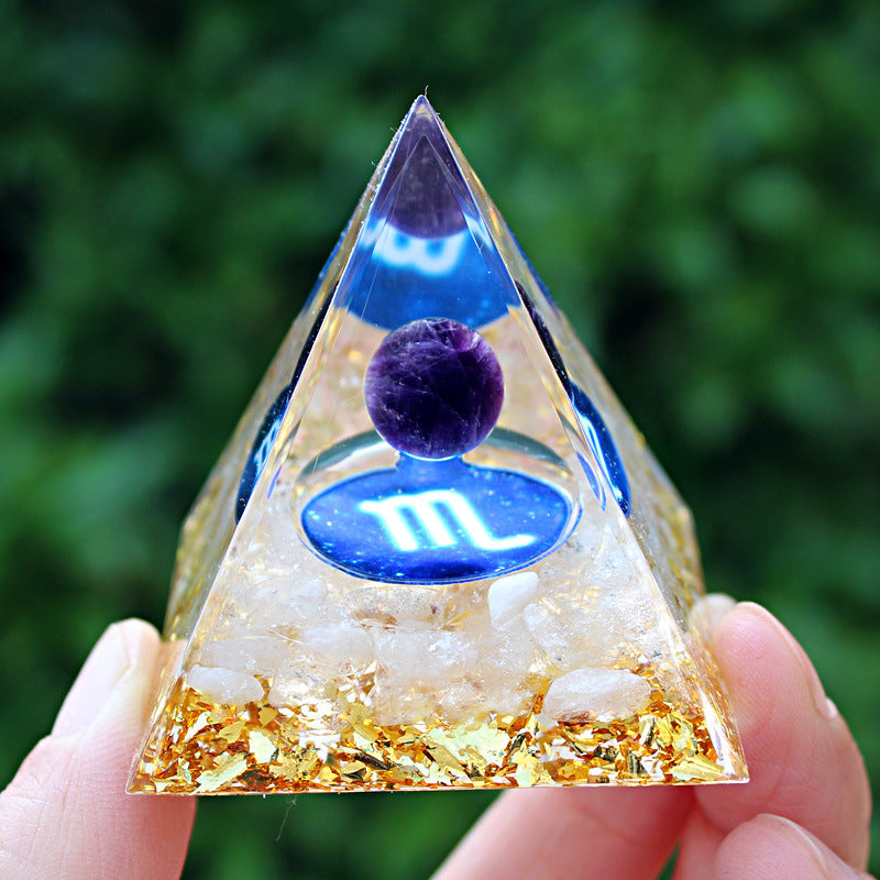 Resin Constellation Seven Chakra Multi Sizes Pyramids Ornaments GEMROCKY-Decoration-Scorpio-5cm-