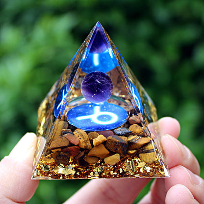 Resin Constellation Seven Chakra Multi Sizes Pyramids Ornaments GEMROCKY-Decoration-Taurus-5cm-