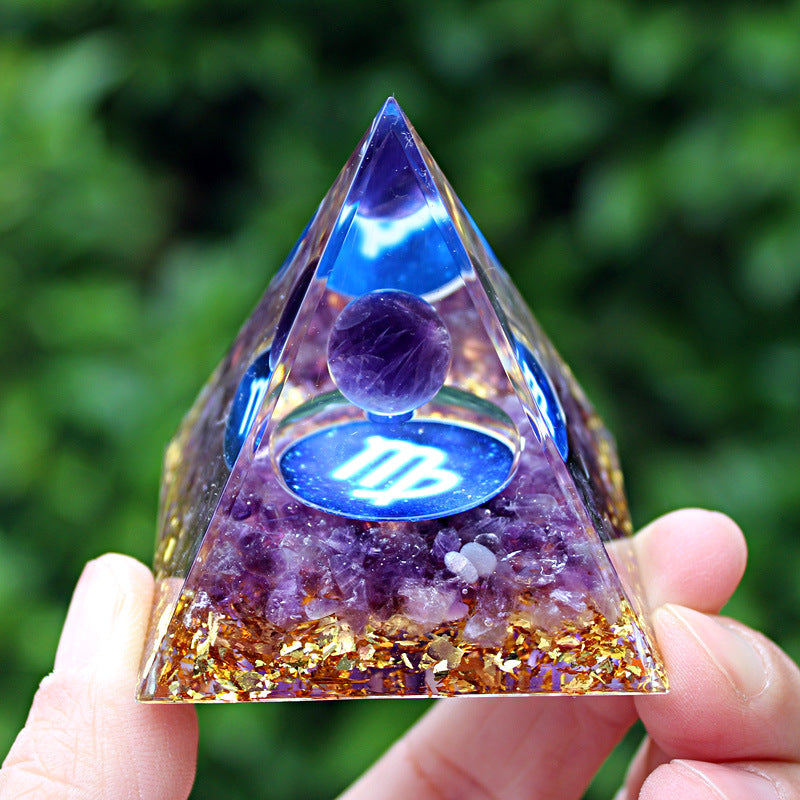 Resin Constellation Seven Chakra Multi Sizes Pyramids Ornaments GEMROCKY-Decoration-Virgo-5cm-