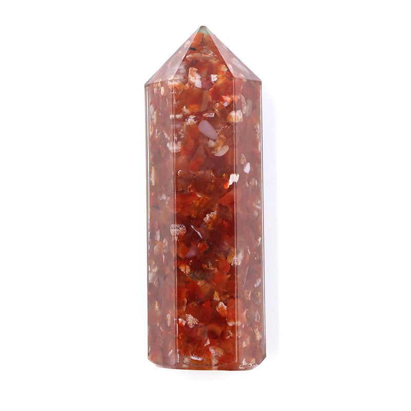 Resin Crystal Chip 8cm Point Wand Carvings GEMROCKY-Carvings-Red Agate-