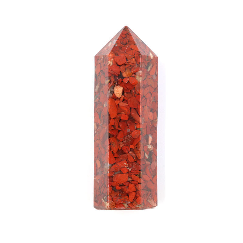 Resin Crystal Chip 8cm Point Wand Carvings GEMROCKY-Carvings-Red Jasper-