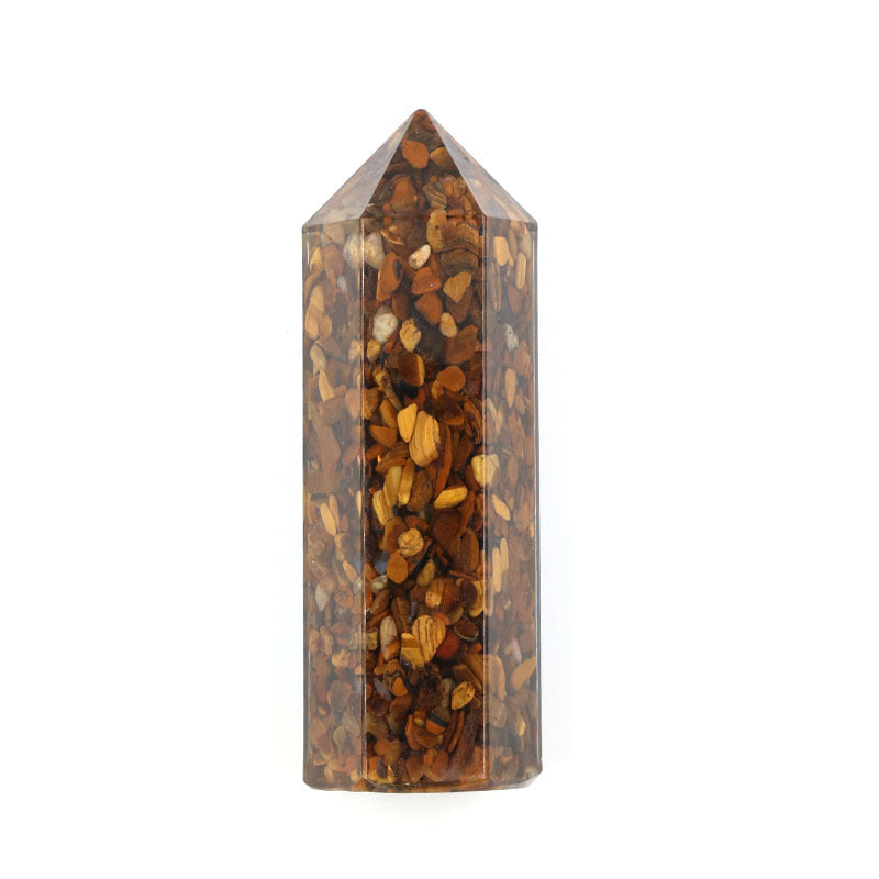 Resin Crystal Chip 8cm Point Wand Carvings GEMROCKY-Carvings-Tiger Eye Stone-